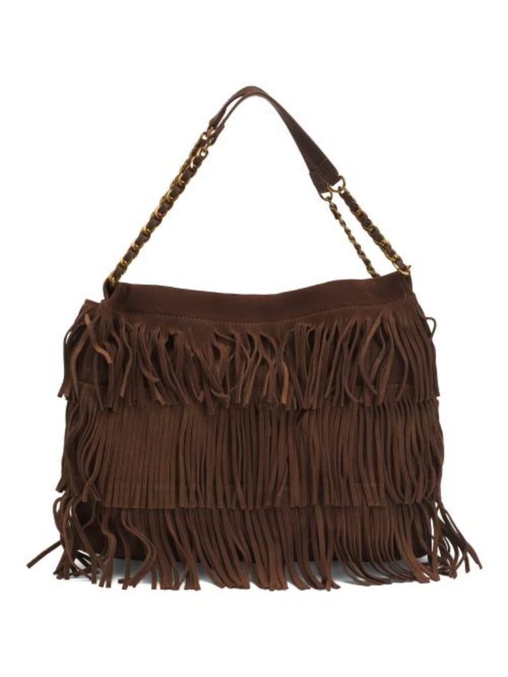 AMERICAN LEATHER CO. Suede Whitman Layered Fringe Shoulder Bag
